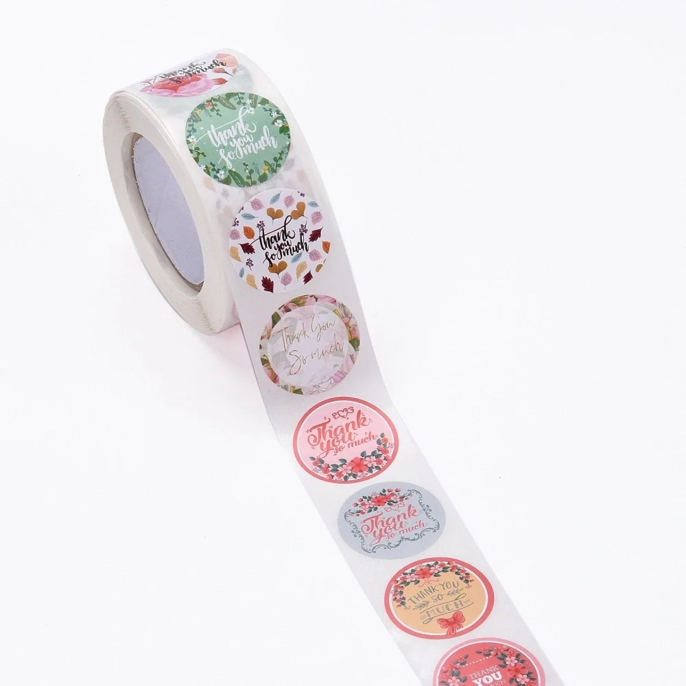 500 Thank You Floral Sticker Roll